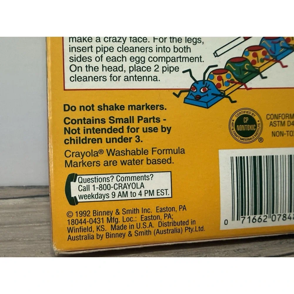 Vintage Binney & Smith Crayola Fluorescent Crayons 8 Count Box Markers 6 Count